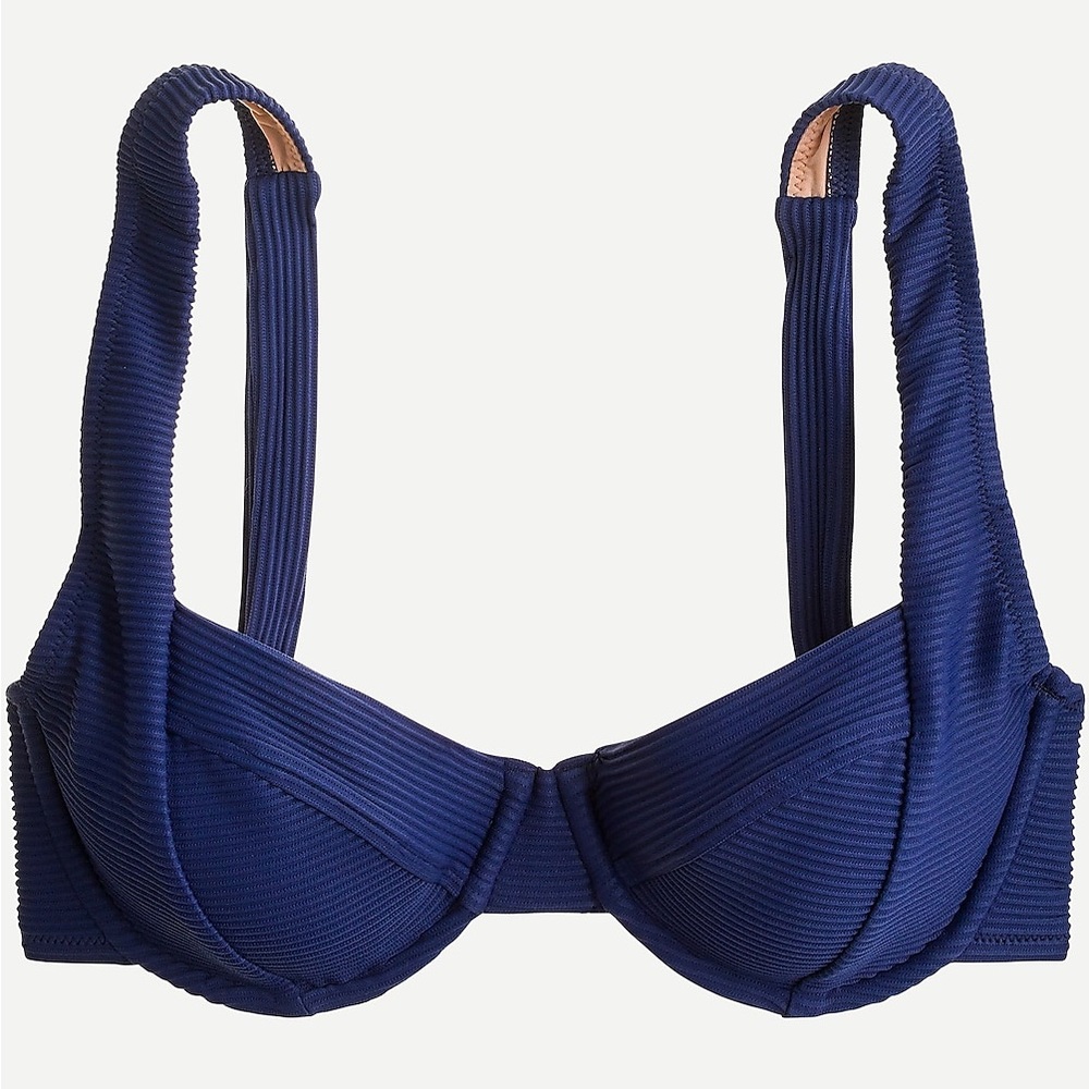 J crew navy ribbed underwire adjustable bikini size small